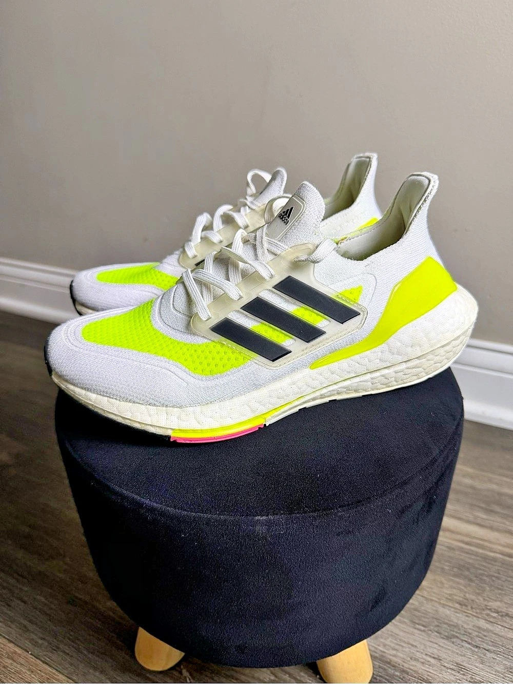 adidas white and solar yellow Athletic Shoes. Youth size 6